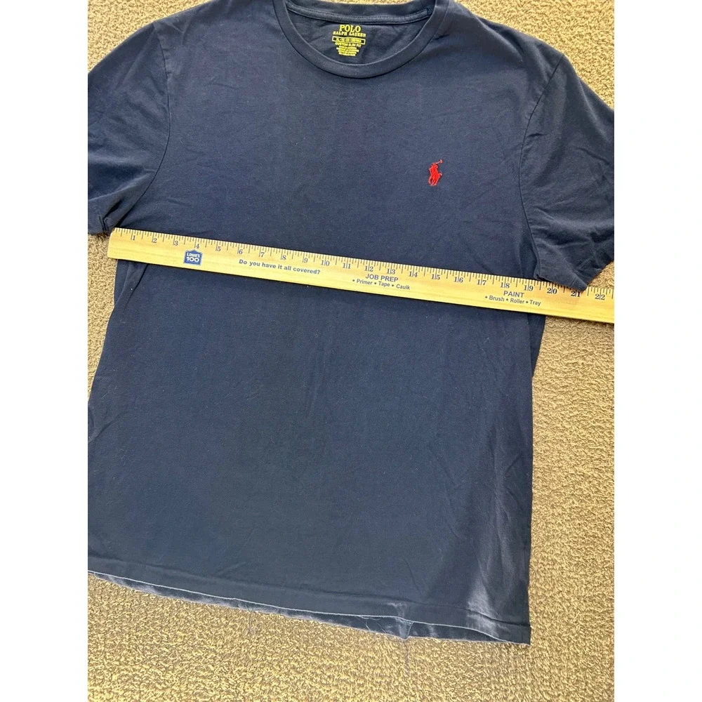 Polo Ralph Lauren Mens XL Custom Slim Fit Navy Blue Cotton T-Shirt Red Pony Logo